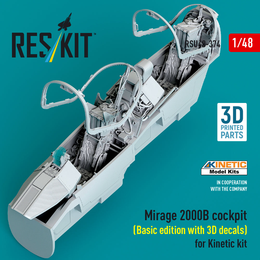 Dassault_Mirage 2000B cockpit (Basic edition with 3D-decals) (designed to be used with Kinetic Model kits) (3D-Printed)