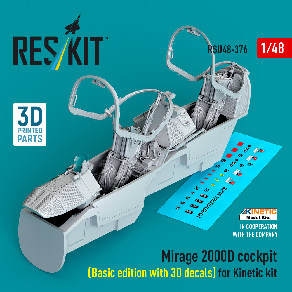 Dassault_Mirage 2000D cockpit (Basic edition with 3D-decals) (designed to be used with Kinetic Model kits) 3D-Printed