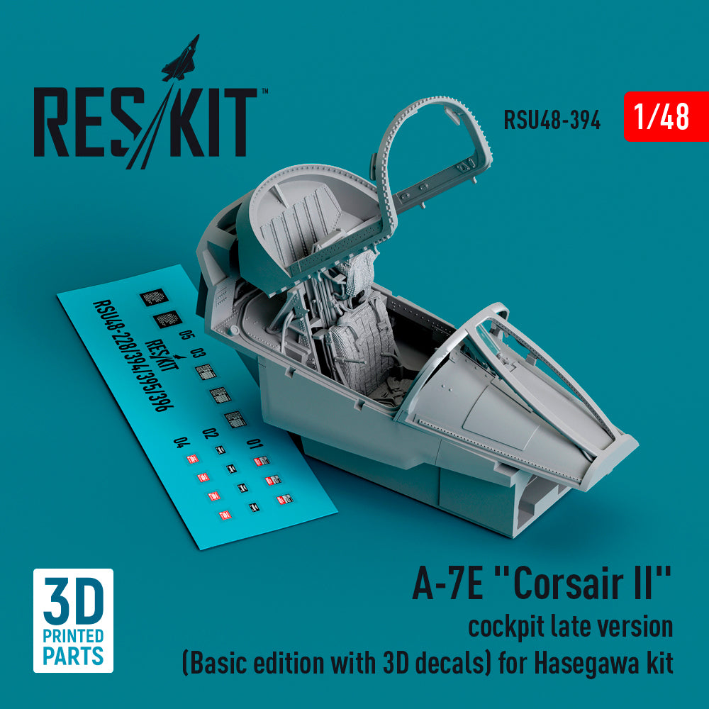 LTV A-7E Corsair cockpit late version (Basic edition with 3D-decals)(designed to be used with Hasegawa kits) (3D-Printed)