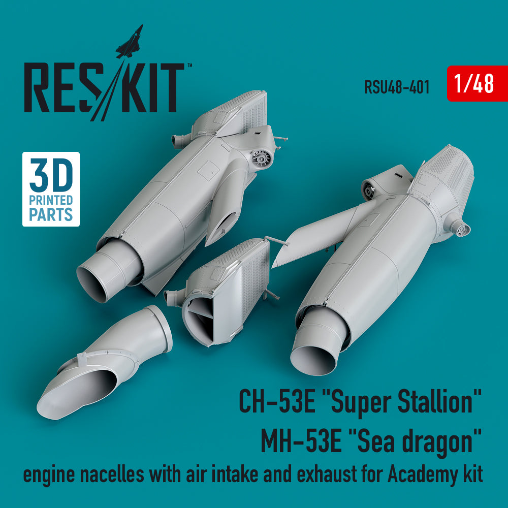 Sikorsky CH-53E Super Stallion MH-53E Sea Dragon engine nacelles with air intake and exhaust (designed to be used with Academy kits) (3D-Printed)