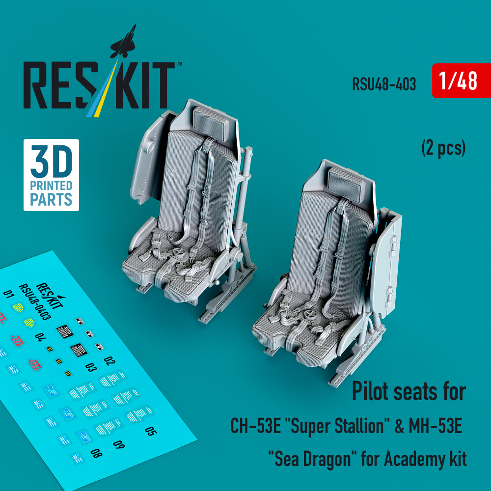 Pilot seats for Sikorsky CH-53E Super Stallion & MH-53E Sea Dragon (designed to be used with Academy kits) (2 pcs) (3D-Printed)