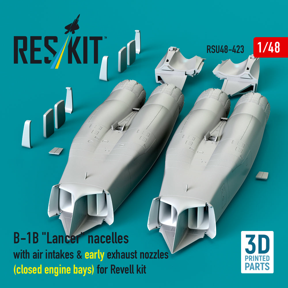 Rockwell B-1B Lancer nacelles with air intakes & early exhaust nozzles (?losed engine bays) (designed to be used with Revell kits) (3D-Printed)