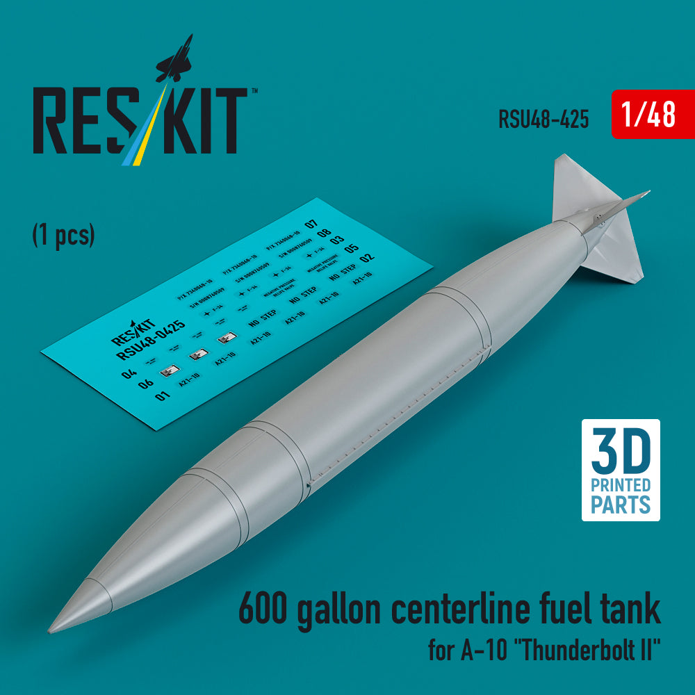 600 gallon centerline fuel tank for Fairchild A-10 Thunderbolt II (1 pcs) (3D-Printed)