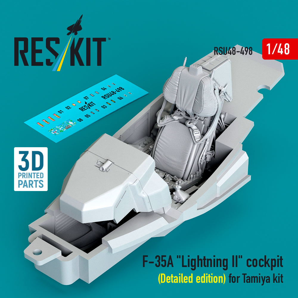 Lockheed-Martin F-35A Lightning II cockpit (Detailed edition) (designed to be used with Tamiya kits) (3D-Printed) (1/48)