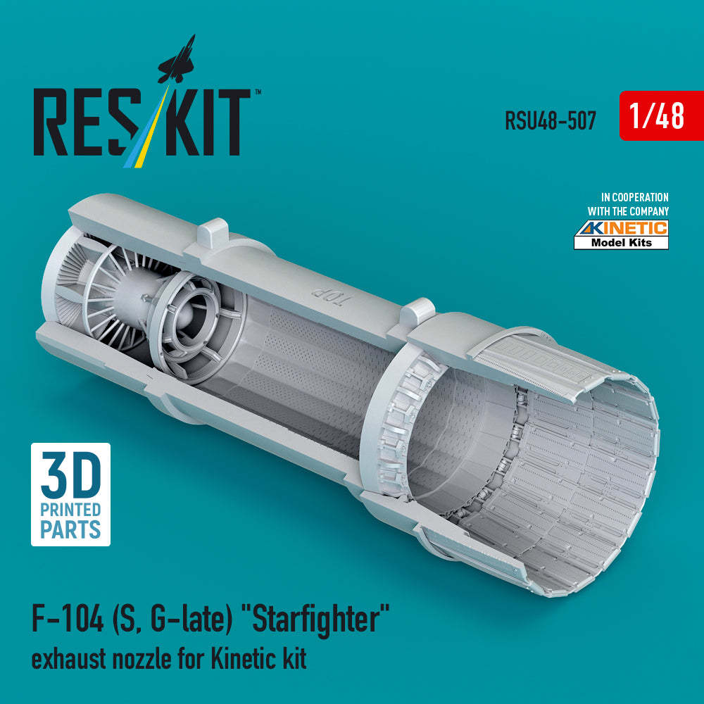 Lockheed F-104S, F-104G late) Starfighter exhaust nozzle (designed to be used with Kinetic Model kits) 3D-Printed