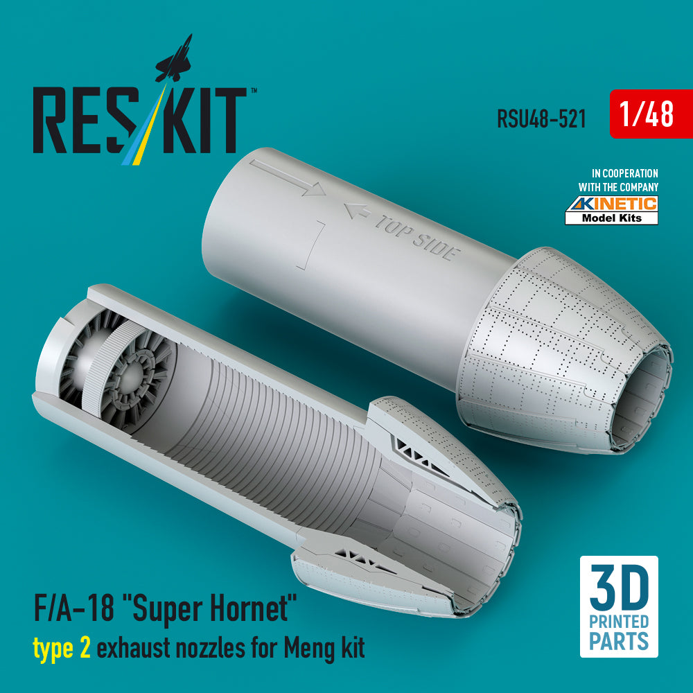 Boeing F/A-18 Super Hornet type 2 exhaust nozzles (designed to be used with Meng Model kits) 3D-Printed