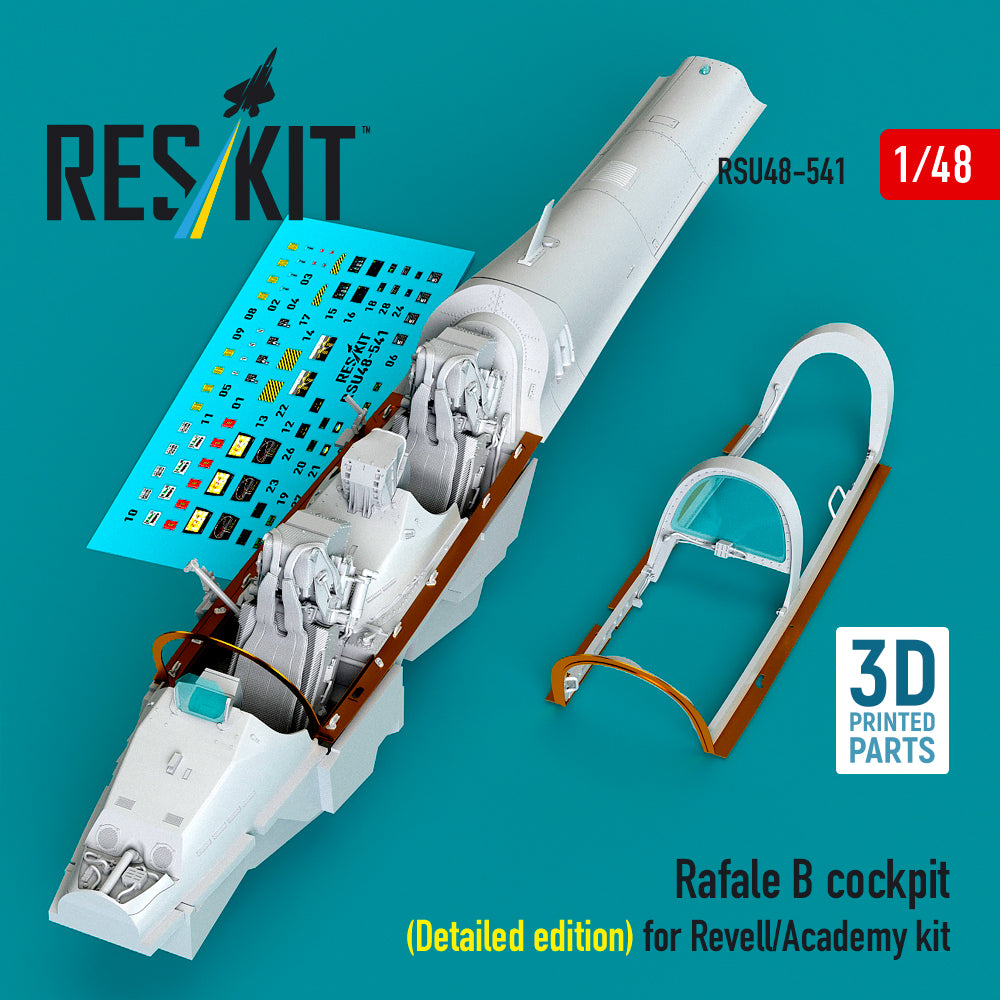 Dassault Rafale B cockpit cockpit (Detailed edition) (designed to be used with Academy and Revell kits) (3D-Printed) (1/48)