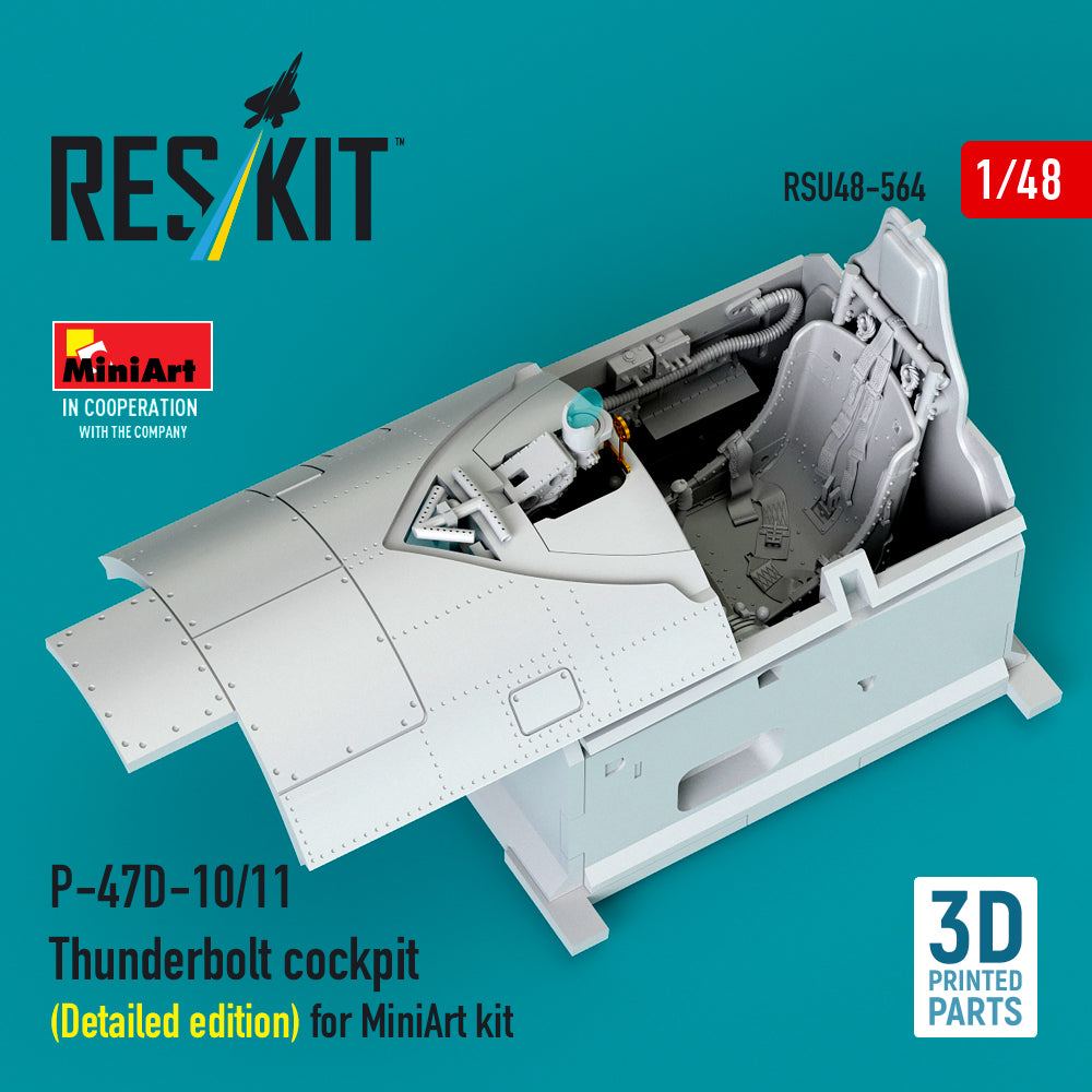 Republic P-47D-10/11 Thunderbolt cockpit (Detailed edition) (designed to be used with MiniArt kits) (3D Printed)