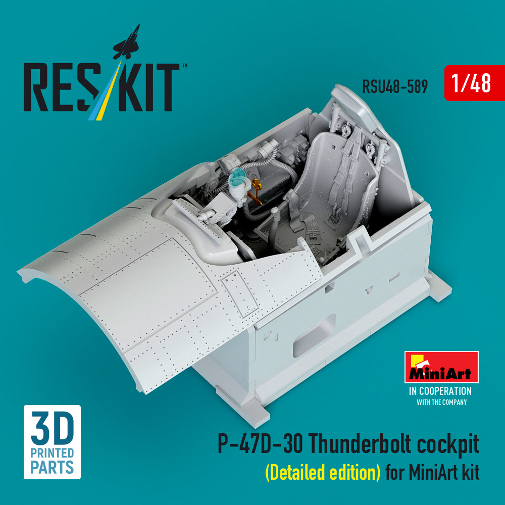Republic P-47D-30 Thunderbolt cockpit (Detailed edition) (designed to be used with MiniArt kits) (3D Printed)