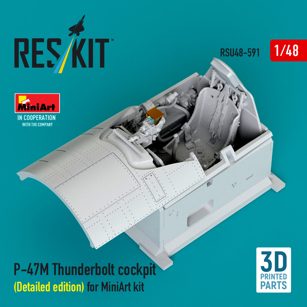 Republic P-47M Thunderbolt cockpit (Detailed edition) (designed to be used with MiniArt kits) (3D Printed)