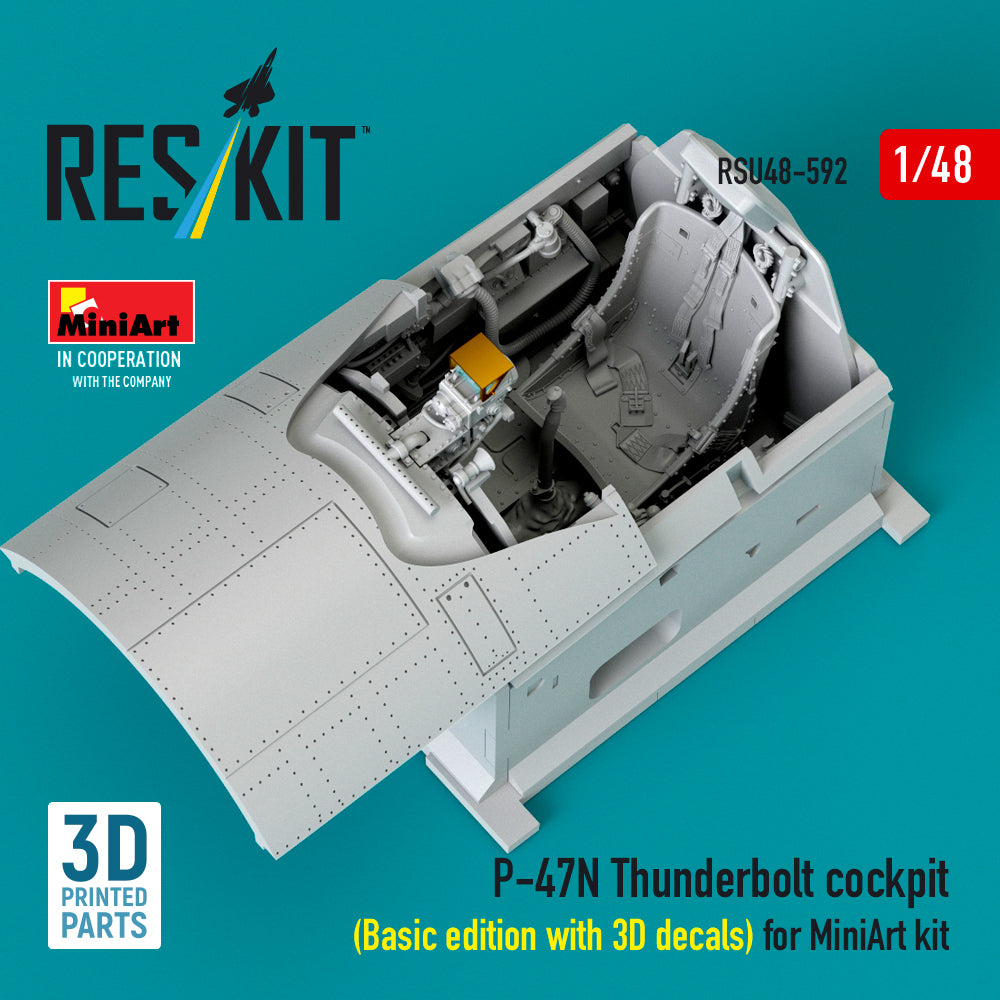 Republic P-47N Thunderbolt cockpit (Basic edition with 3D decals) (designed to be used with MiniArt kits) (3D Printed)