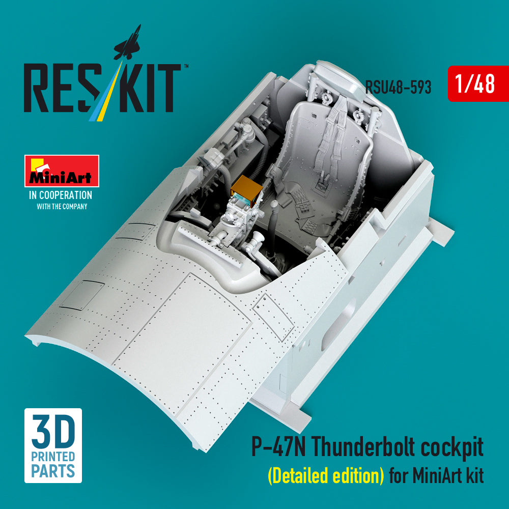 Republic P-47N Thunderbolt cockpit (Detailed edition) (designed to be used with MiniArt kits) (3D Printed)