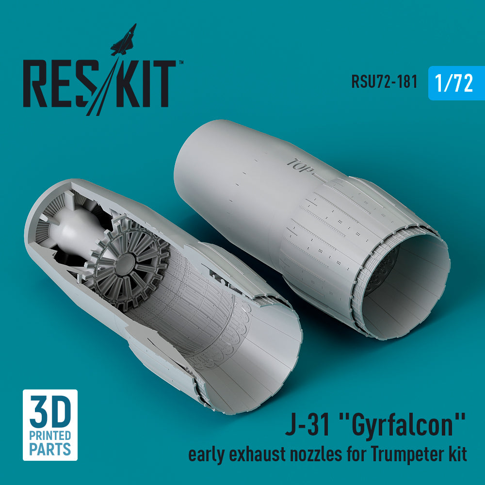 J-31 Gyrfalcon early exhaust nozzles (designed to be used with Trumpeter kits)(3D-Printed) (ResKit sold out February 2026)
