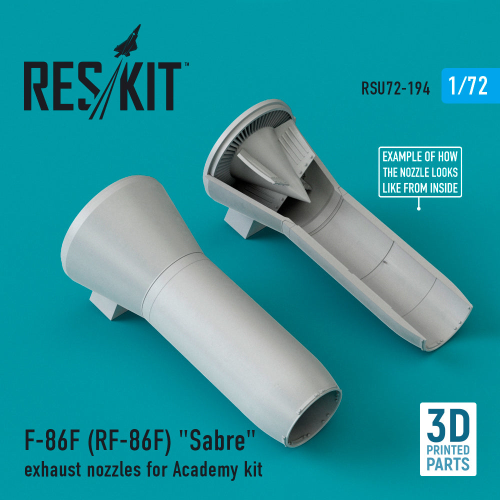 North-American F-86F (RF-86F) Sabre exhaust nozzles (designed to be used with Academy kits) kit (3D-Printed) (1/72)