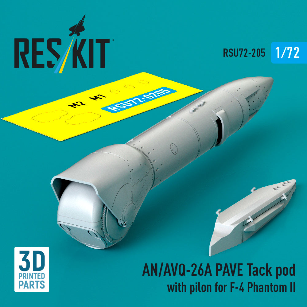 AN/AVQ-26A PAVE Tack pod with pilon for F-4 Phantom II (3D Printed)