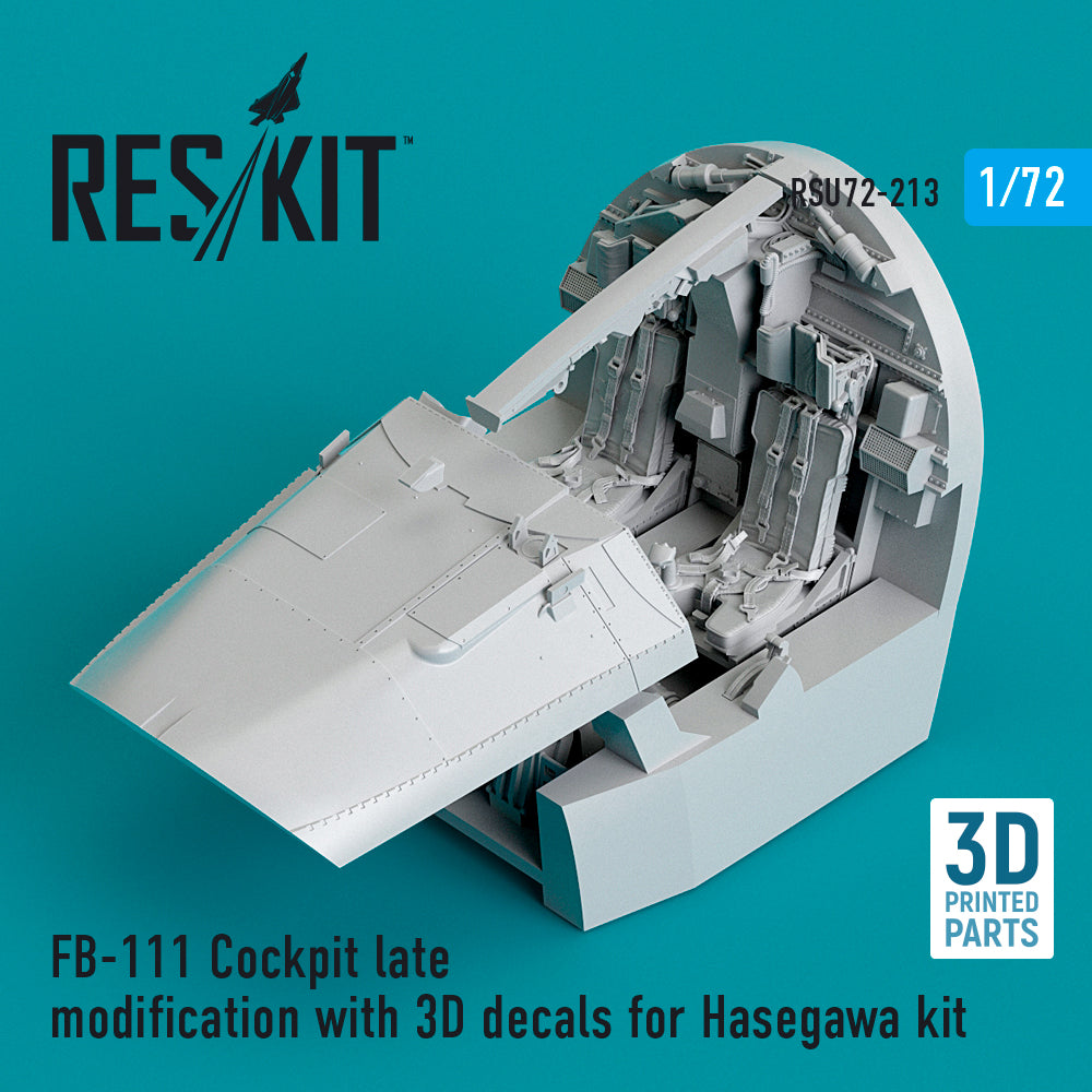 General-Dynamics FB-111 Cockpit late modification with (3D- Printed decals) (designed to be used with Hasegawa kits) 3D-Printed