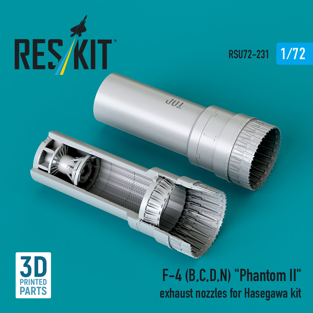 McDonnell F-4B, F-4C, F-4D, F-4N Phantom II exhaust nozzles (designed to be used with Hasegawa kits) (3D-Printed)