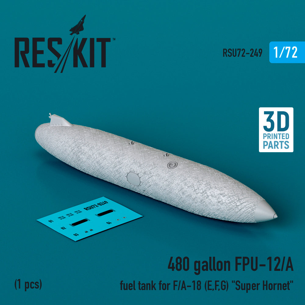 480 gallon FPU-12/A fuel tank for the Boeing F/A-18E, F/A-18F, F/A-18G Super Hornet (1 pcs) (3D-Printed)