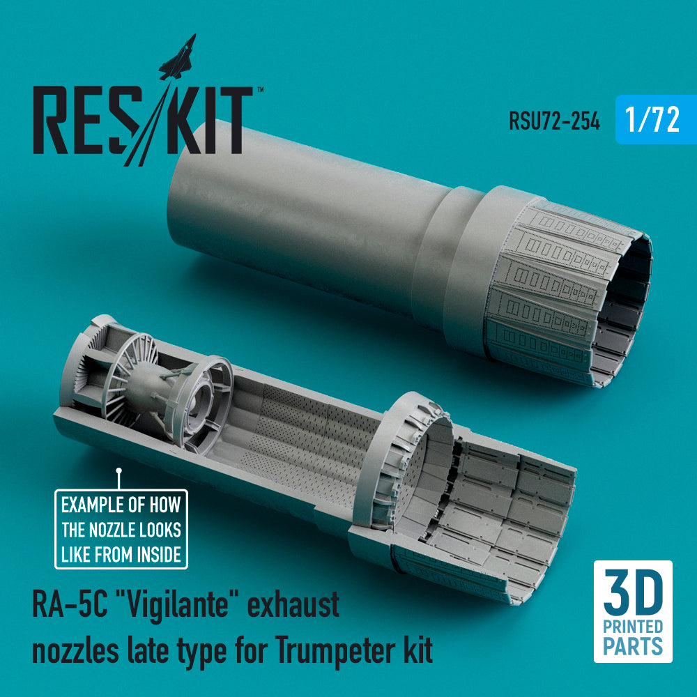 North-American RA-5C Vigilante exhaust nozzles late type (designed to be used with Trumpeter kits) 3D-Printed)