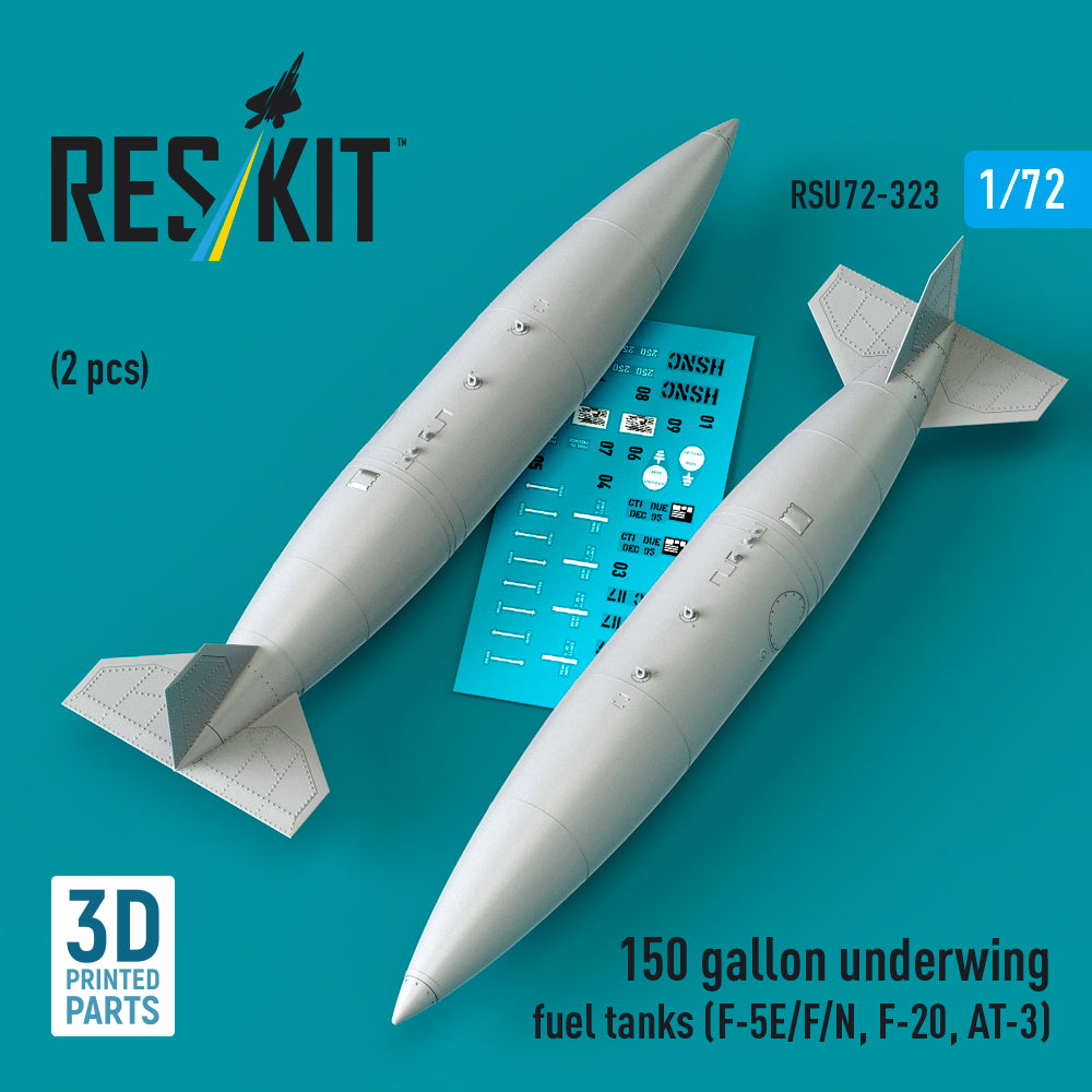150 gallon underwing fuel tanks (F-5E/F/N, F-20, AT-3) (2 pcs) (3D Printed)
