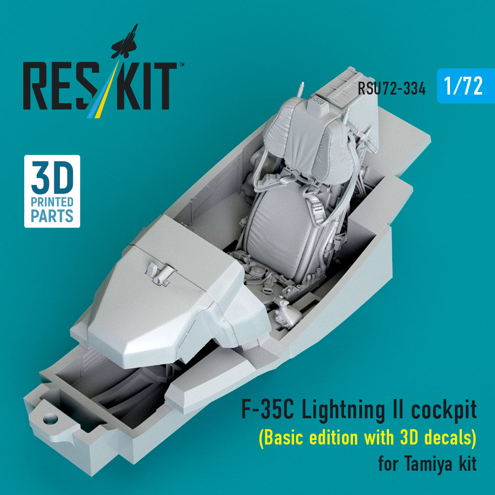 Lockheed-Martin F-35C Lightning II cockpit (Basic edition with 3D decals) (designed to be used with Tamiya kits) (3D Printed)