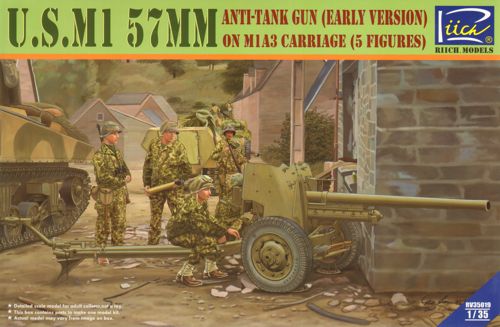 U.S. M1 57mm Anti-Tank Gun (Early Version) on M1A3 Carriage (5 Figures)