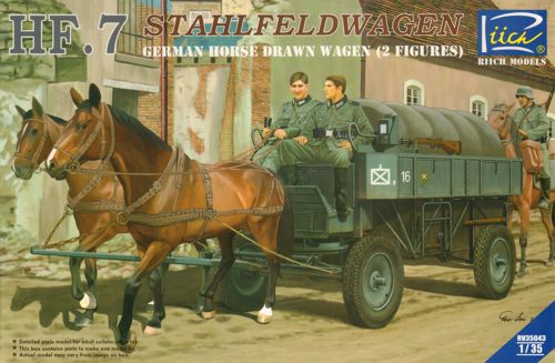 HF.7 StahlFeldWagen WWII German 2 Horse Drawn supply wagon with 2 Figures