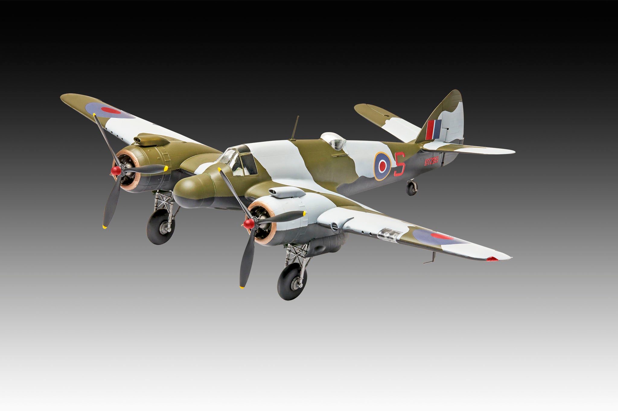 Model of a vintage military airplane on a gradient background