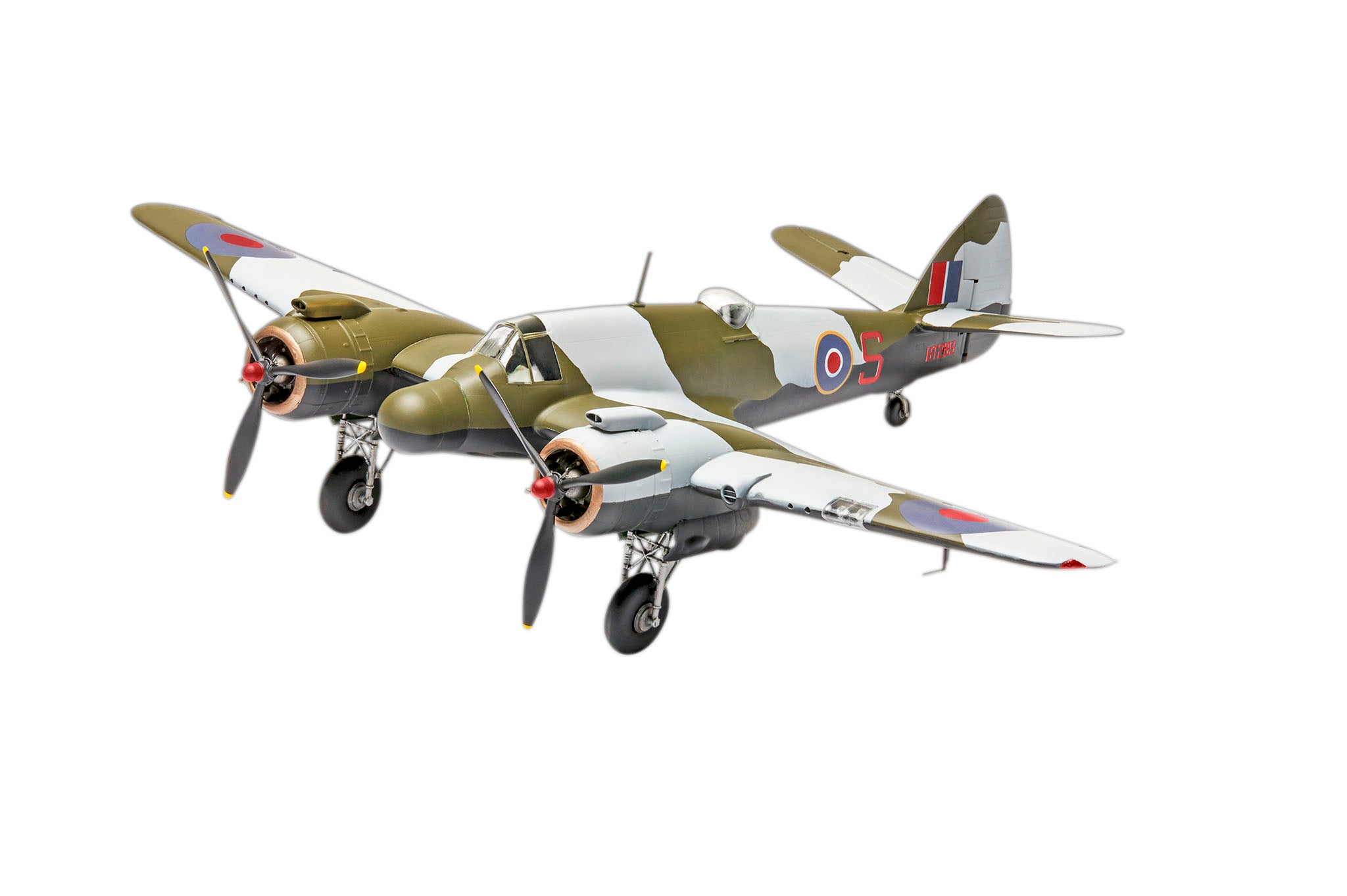 Model of a vintage military airplane on a white background