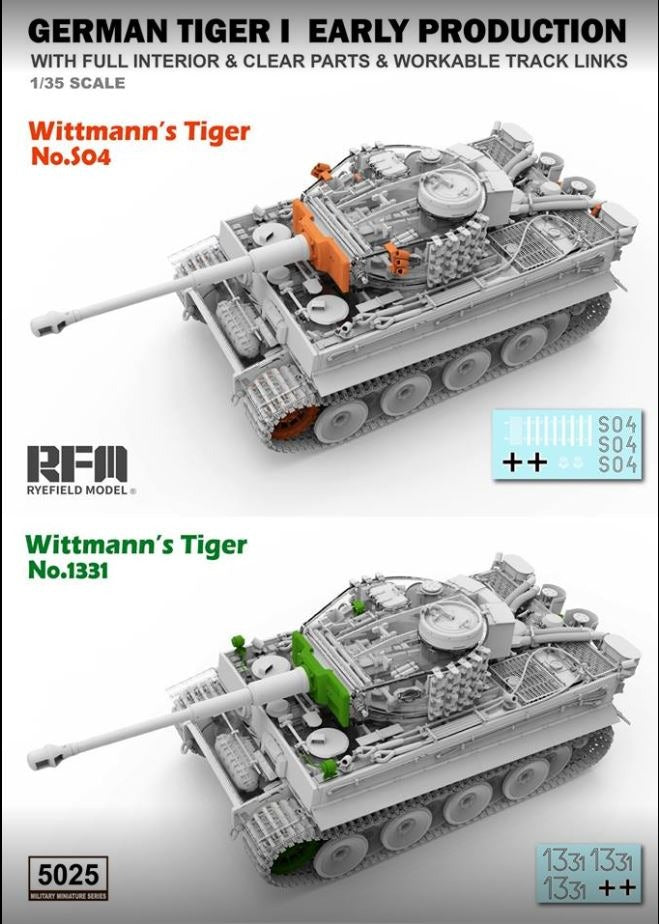 RYE FIELD 1/35 Tiger 1 Tank early prod Wittmann Tiger Eastern Front 1943 RM5025