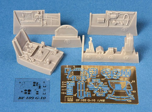 Messerschmitt Bf-109G-10 cockpit set (designed to be used with Hasegawa kits)