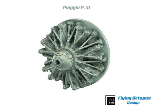 Piaggio P.XI engine x 2 (3D-Printed) resin (for Reggiane Re.2000, Breada Ba.88, CANT Z.1007bis, etc.) (designed to be used with Italeri, Special Hobby and Supermodel kits)