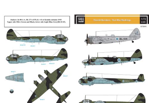 Finnish Bombers - Post War Markings Include Bristol Blenheim Mk.I/Mk.IV, Junkers Ju-88A