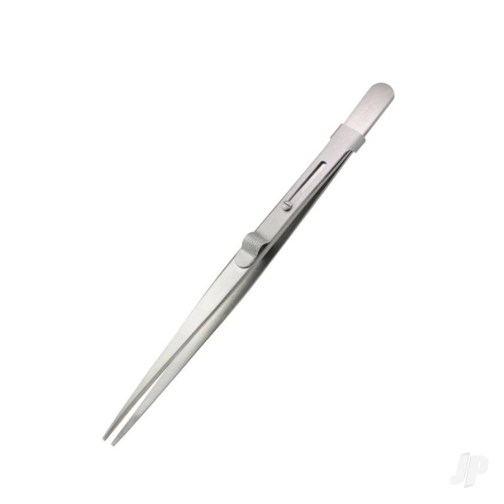 Modelcraft Fine Serrated Locking Stainless Steel Tweezers (PTW1093/Fr) SHSPTW1093-FR Main