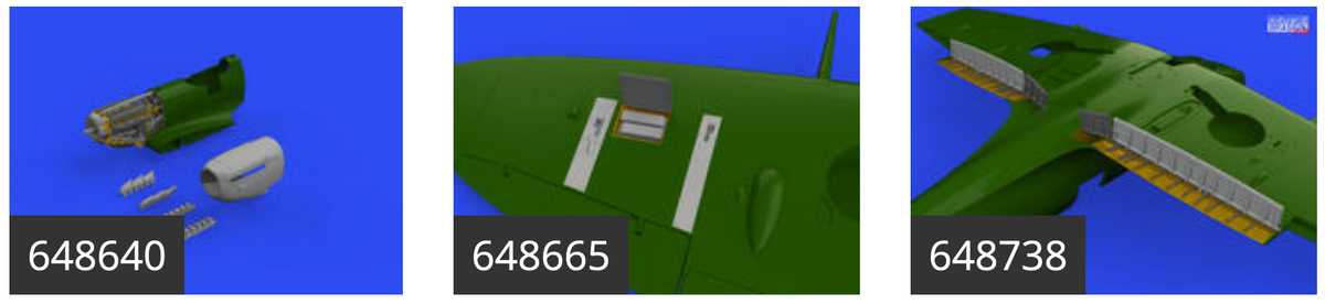 Supermarine Spitfire Mk.Vb ADVANCED (designed to be used with Eduard kits) ED648640 Spitfire Mk.V engine ED648665 Spitfire Mk.Vb gun bays ED648738 Spitfire Mk.V landing flaps 3D-Printed