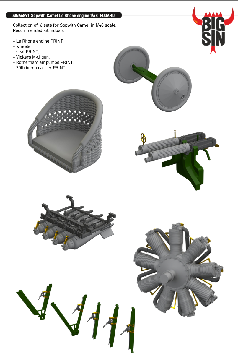 Sopwith Camel Le Rhone engine (designed to be used with Eduard kits)