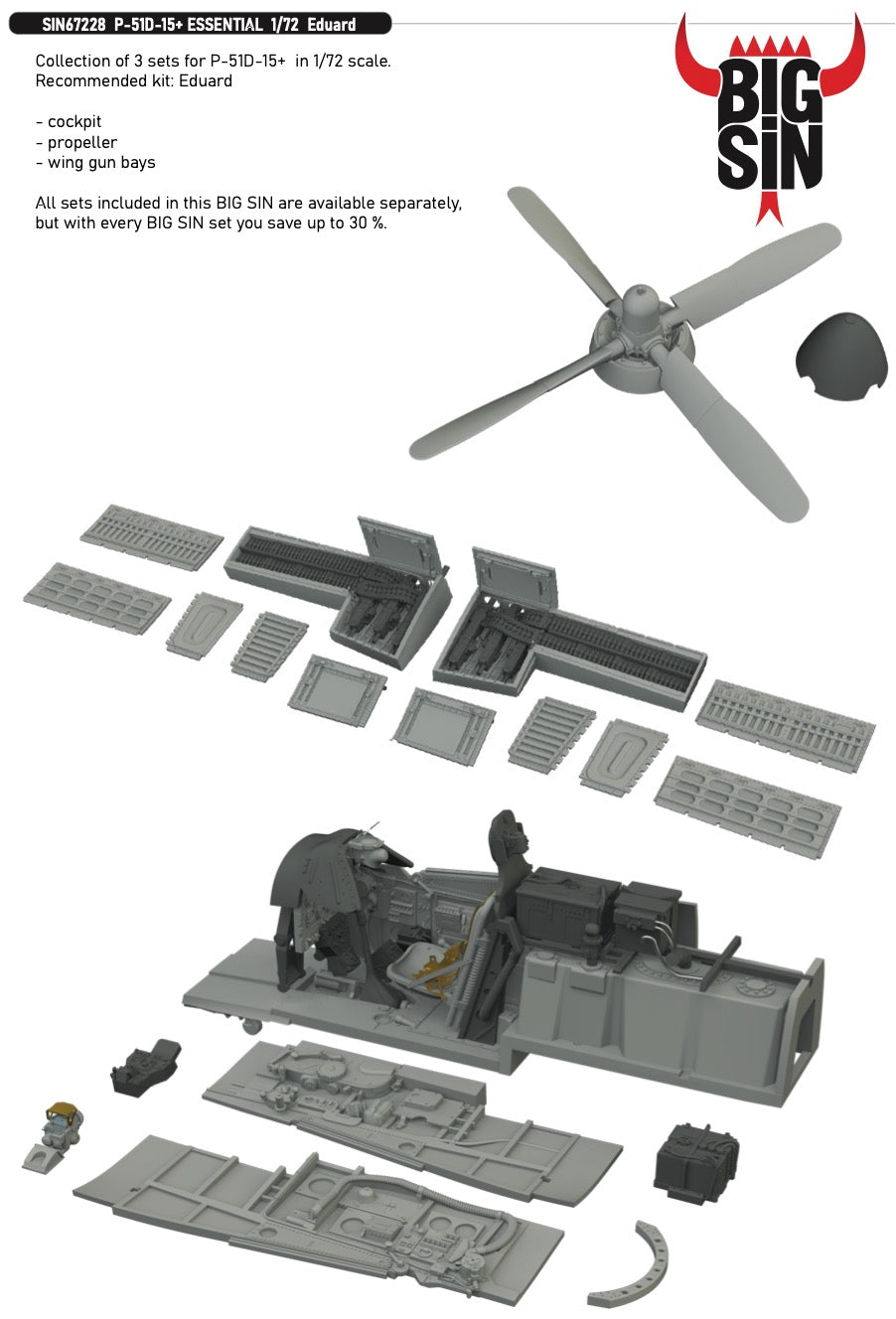North-American P-51D-15+ ESSENTIAL 1/72 (designed to be used with Eduard kits)