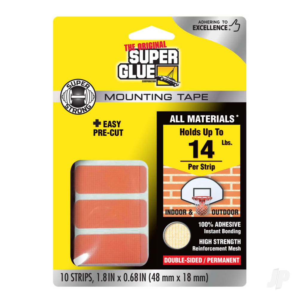 Super Glue Double-Sided Permanent Mounting Strips (10 strips, 48mmx18mm) SUP11710507 Main