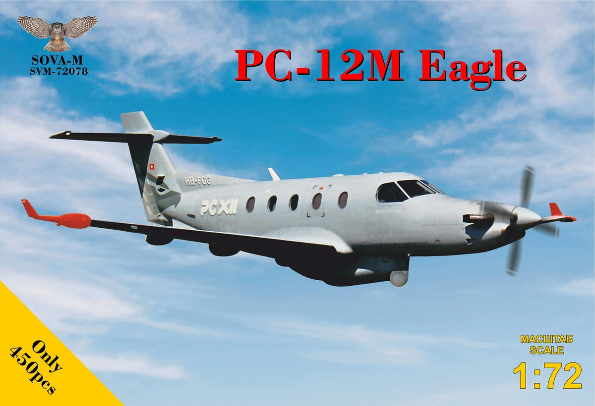PC-12M 'Eagle' utility turboprop aircraftBox content:130 parts;PE sheet and painting masks;Decal sheet for 2 livery (on the boxart and picture below)