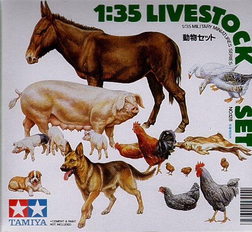 Farmyard Livestock Set. Chickens, horse, geese, dogs, pigs...