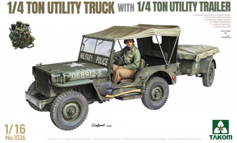 TAKOM 1026 1/16 ¼-ton Utility Truck & utility trailer Model Military Kit