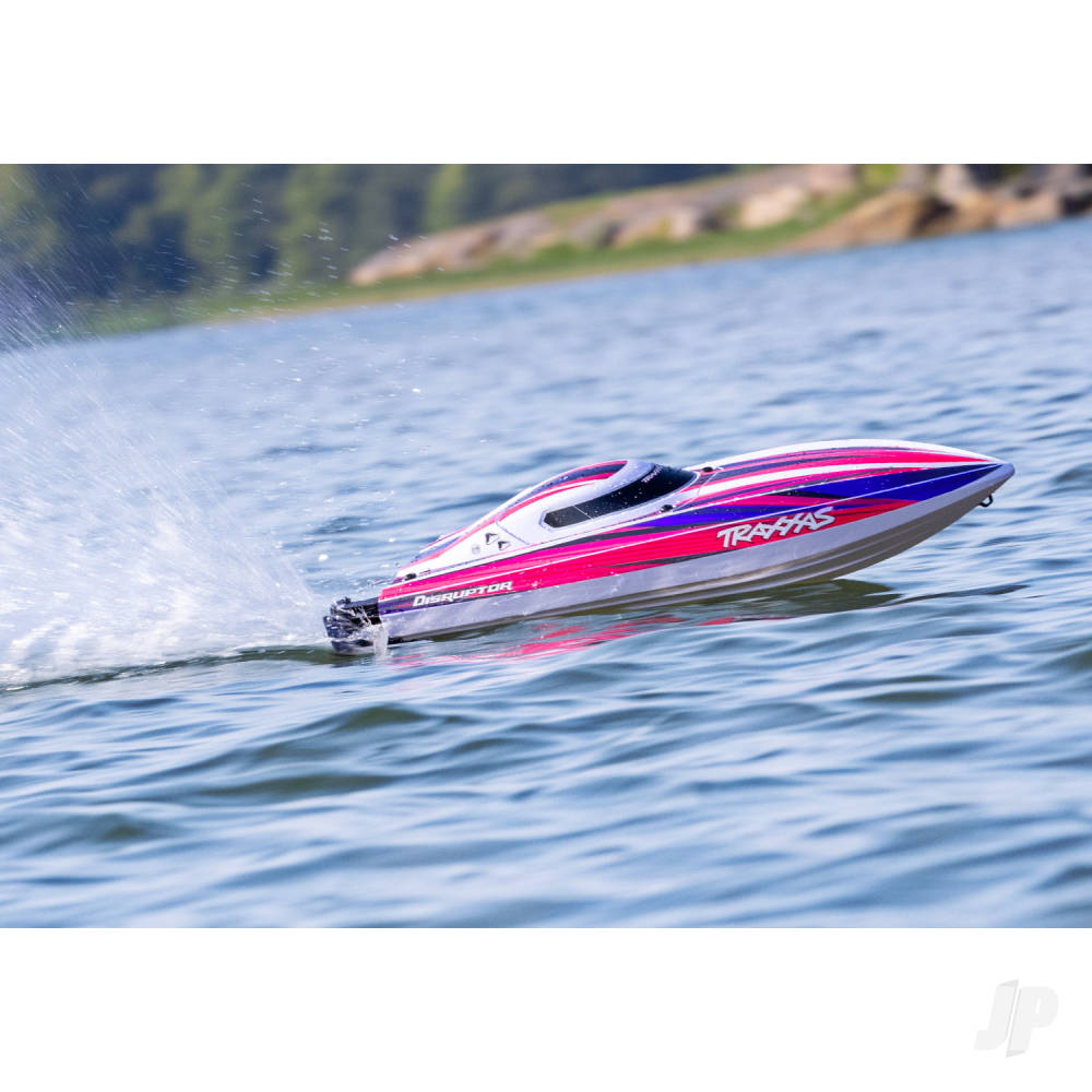 Traxxas Disruptor 4S VXL 1:10 26in Electric Brushless Race Boat with Rapid Right, Pink (TRX106064-4-PINK)