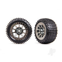 Traxxas Tyres & wheels, assembled (2.2' black chrome wheels, Alias 2.2' Tyres) (2) (Bandit rear, medium compound with foam inserts) TRX2470T