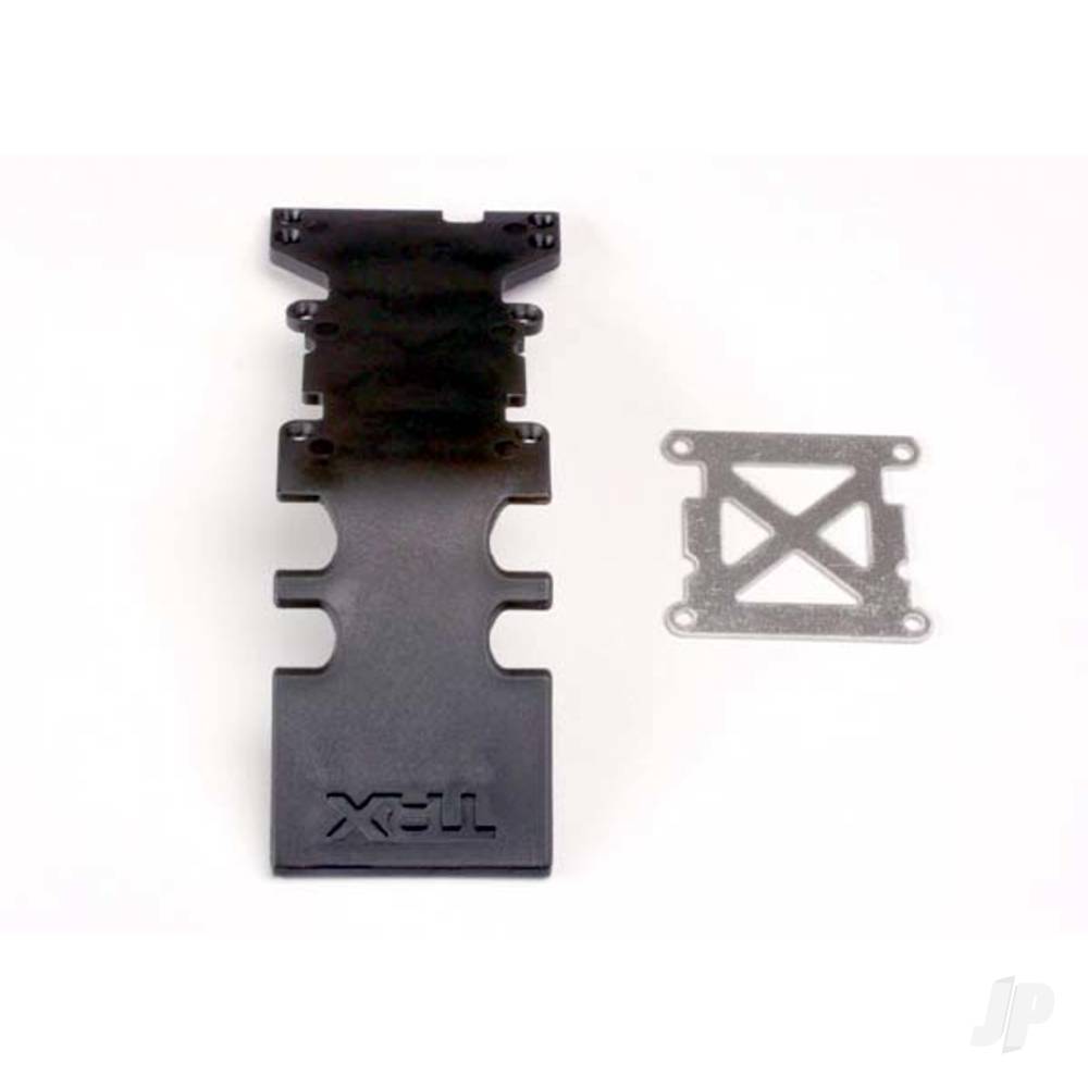 Traxxas Skid plate, Rear plastic (black) / stainless Steel plate TRX4938
