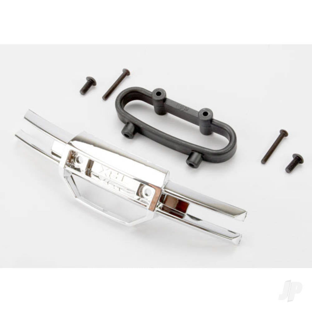 Traxxas Bumper, Front (chrome) / bumper mount, Front / 4x10mm BCS (2 pcs) / 3x25mm BCS (2 pcs) TRX5335A
