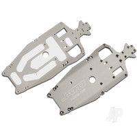 Traxxas Chassis, 7075-T6 aluminium (3mm) (titanium-anodised) (machined, lighter than stock) / adhesive foam pad (1pc) TRX5522X