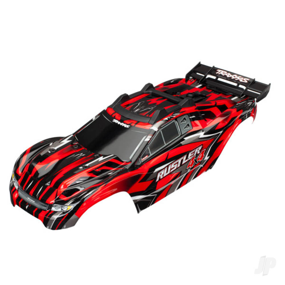 Traxxas Body, Rustler 4X4, Red / window, grille, lights decal sheet (assembled with Front & Rear Body mounts and Rear Body support for clipless mounting) TRX6718