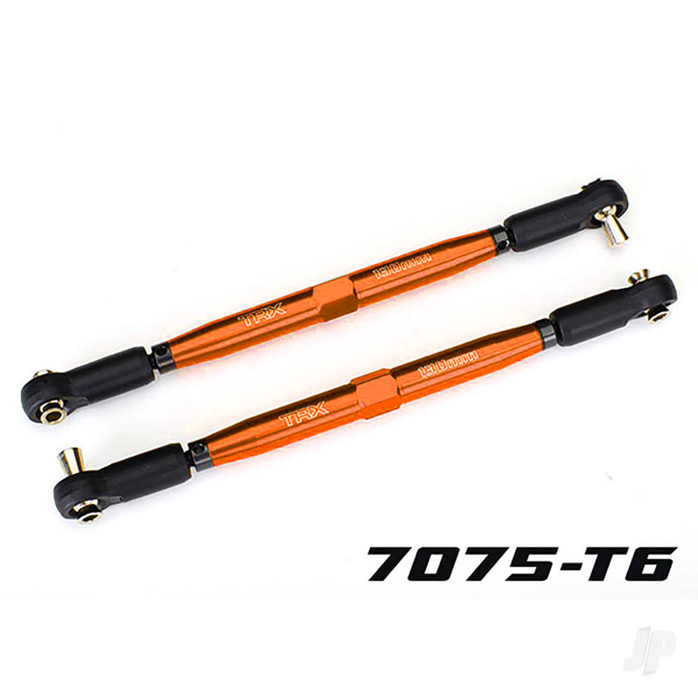 Traxxas Toe links, X-Maxx (Tubes orange-anodised, 7075-T6 aluminium, stronger than titanium) (157mm) (2)/ rod ends, assembled with steel hollow balls (4)/ aluminium wrench, 10mm (1) TRX7748-ORNG
