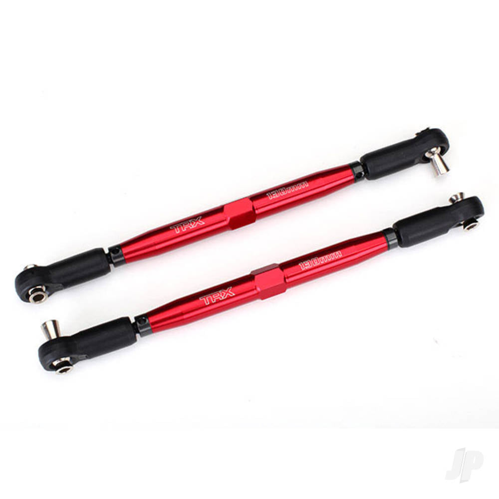 Traxxas Toe links, X-Maxx (Tubes Red-anodised, 7075-T6 aluminium, stronger than titanium) (157mm) (2 pcs) / rod ends, assembled with Steel hollow balls (4 pcs) / aluminium wrench, 10mm (1pc) TRX7748R