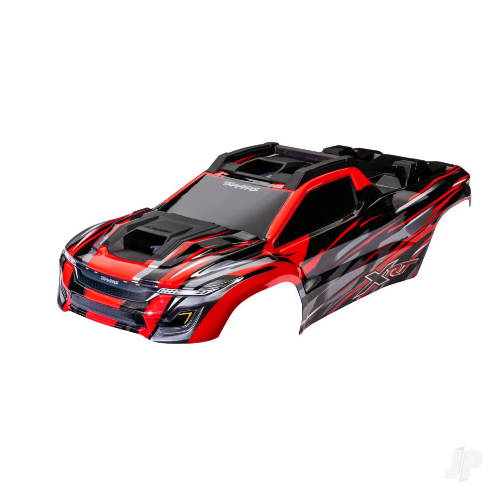 Traxxas Body, XRT, red (painted, decals applied) (assembled with front & rear body supports for clipless mounting, roof & hood skid pads) TRX7812R